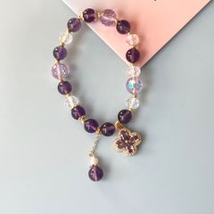  Vòng Đá Phong Thuỷ Cao Cấp - Cỏ 4 Lá May Mắn Thạch Anh Tím, Thạch Anh Trắng & Ngọc Trai Tự Nhiên 