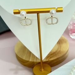  Bông Tai Dior Màu Vàng Ngọc Trai & Pha Lê Trắng (AN) - Có 3 Kiểu Đeo 