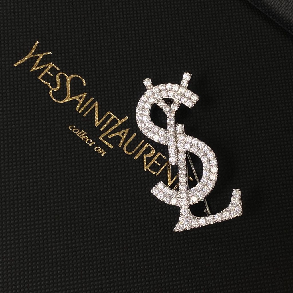  Cài Áo Nam, Nữ - YSL Màu Trắng Pha Lê (AE) 