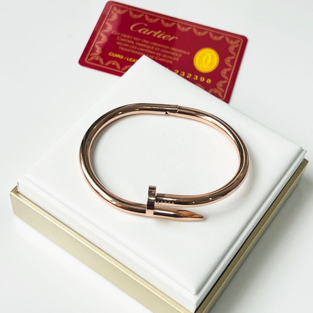  Vòng Tay Cặp Đôi Tình Yêu - Cartier Cây Đinh Màu Vàng Hồng Titan Cao Cấp (AK) 
