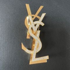  Cài Áo Nam, Nữ - YSL Vàng Bản To Pha Lê (AQ) 