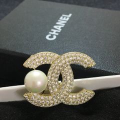  Cài Áo Chanel Màu Vàng Ngọc Trai & Pha Lê Trắng (BC) 