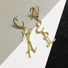  Bông Tai Chanel Bản To Màu Vàng Pha Lê Trắng (BN) 