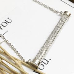 Dây Chuyền Dài Bạc Cao Cấp - Thanh Ngang Pha Lê Trắng 