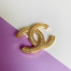  Cài Áo Nam, Nữ - Chanel Màu Vàng Pha Lê Trắng (BS) 