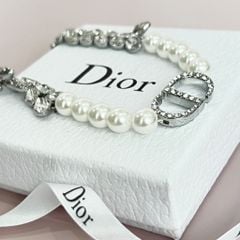  Dây Chuyền Ngắn - Dior Choker Màu Trắng Ngọc Trai & Pha Lê Màu Trắng Quý Phái (AH) 