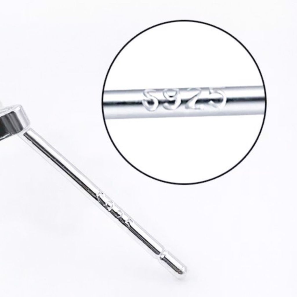  Bông Tai Chữ Nhật Màu Trắng Pha Lê Trắng Đen (AG) 