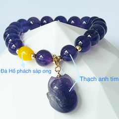  Vòng Tay Phong Thuỷ Cao Cấp - Hồ Ly Đá Thạch Anh Tím 