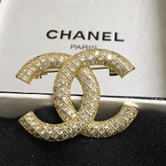  Cài Áo Nam, Nữ - Chanel Màu Vàng Pha Lê Trắng (BM) 