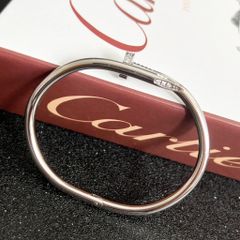  Bộ Trang Sức Cây Đinh Cartier Titan Cao Cấp - Vòng Tay & Nhẫn Màu Trắng Pha Lê (AC) 