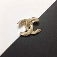  Cài Áo Nam, Nữ - Chanel Xoắn Màu Vàng Hồng Pha Lê Trắng (AA) 