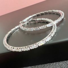  Bông Tai Khoen Tròn Bản To Màu Trắng 6,5cm Pha Lê (BM) 