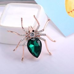  Cài Áo Nam - Con Nhện Màu Vàng Pha Lê Xanh (AI) 