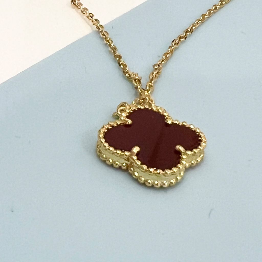  Dây Chuyền Titan Cao Cấp - Cỏ 4 Lá May Mắn Màu Vàng Đỏ (AP) 