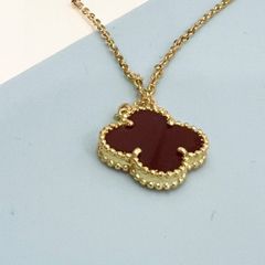  Dây Chuyền Titan Cao Cấp - Cỏ 4 Lá May Mắn Màu Vàng Đỏ (AP) 