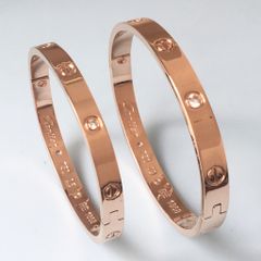  Vòng Tay Cặp Đôi Tình Yêu - Cartier Màu Vàng Hồng Titan Cao Cấp Pha Lê (AA) 