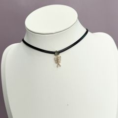  Dây Chuyền Ngắn - Choker Bộ Xương Cá Pha Lê Xanh Rêu & Trắng 