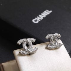  Bông Tai Bạc Cao Cấp - Chanel Màu Trắng Pha Lê (AX) 