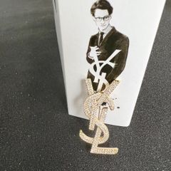  Cài Áo Nam, Nữ - YSL Màu Vàng Pha Lê Trắng (AK) 