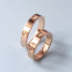  Nhẫn Cặp Đôi Tình Yêu - Cartier Màu Vàng Hồng TiTan Cao Cấp Pha Lê (AH) 