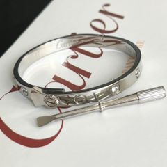  Vòng Tay TiTan Cao Cấp - Cây Đinh Cartier & Tua Vít Màu Trắng Pha Lê (AG) 