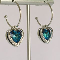  Bông Tai Khoen Tròn Trái Tim Của Đại Dương Pha Lê Xanh Bích Titanic (AE) 