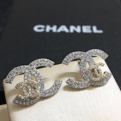  Bông Tai Chanel 2C Màu Trắng & Màu Vàng Pha Lê (BT) 