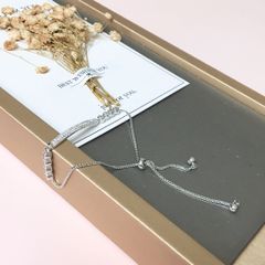  Vòng Tay Dây Rút Thanh Ngang Pha Lê Trắng (AE) 