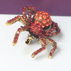  Cài Áo Nam - Con Nhện Màu Vàng Pha Lê Đỏ (AL) 