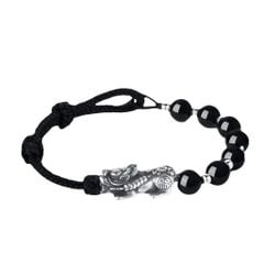  Vòng Đá Phong Thuỷ Cao Cấp - Con Tỳ Hưu Bạc S999 & Đá Obsidian Tự Nhiên 