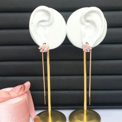  Bông Tai Tua Rua Thiên Nga Màu Vàng Hồng Pha Lê Hồng ( Có 3 Kiểu Đeo ) 