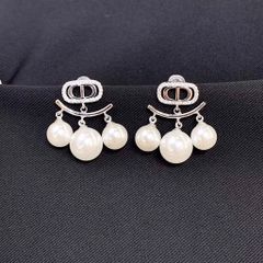  Bộ Trang Sức Dior Trắng - Vòng cổ Choker & Bông Tai Ngọc Trai, Pha Lê Quý Phái (AF) 