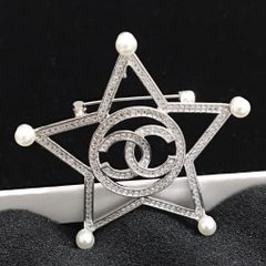  Cài Áo Nam, Nữ - Chanel Ngôi Sao Trắng Ngọc Trai & Pha Lê (BN) 