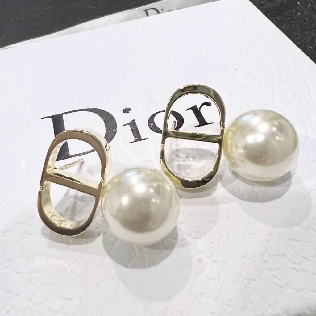  Bộ Trang Sức Dior Vàng - Vòng cổ Choker & Bông Tai Ngọc Trai, Pha Lê Quý Phái (AJ) 