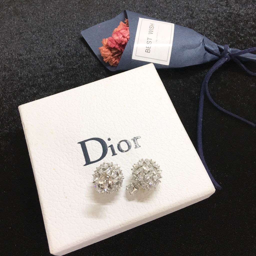  Bông Tai Dior Màu Trắng Pha Lê (AB) - Có 3 Kiểu Đeo 