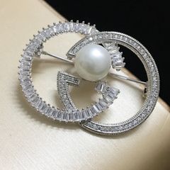  Cài Áo Nam, Nữ - Gucci Màu Trắng Ngọc Trai & Pha Lê (AH) 