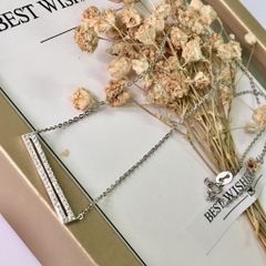  Dây Chuyền Bạc Cao Cấp - Cartier Thanh Ngang Pha Lê (AB) 