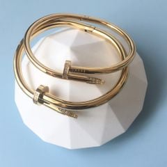  Vòng Tay Cặp Đôi Tình Yêu - Cartier Cây Đinh Màu Vàng Hồng Titan Cao Cấp Pha Lê (AC) 