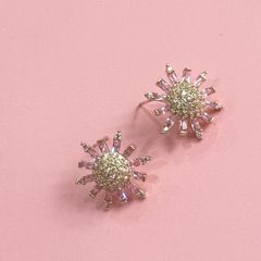  Bông Tai Cánh Hoa Màu Vàng Pha Lê Hồng & Trắng (BT) 