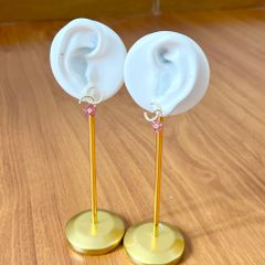  Bông Tai Chanel Cánh Hoa Bản To Màu Vàng Ngọc Trai & Pha Lê Hồng (CM) 