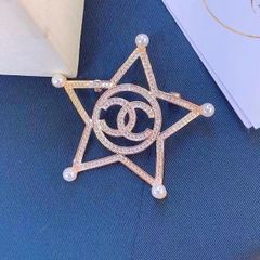  Cài Áo Nam, Nữ - Chanel Ngôi Sao Vàng Ngọc Trai & Pha Lê Trắng (BM) 