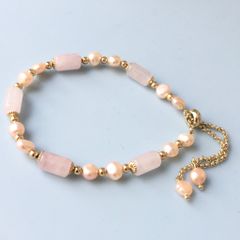  Vòng Đá Phong Thuỷ Cao Cấp - Ngọc Trai Nước Ngọt & Đá Thạch Anh Hồng Tự Nhiên Trợ Tình Yêu 