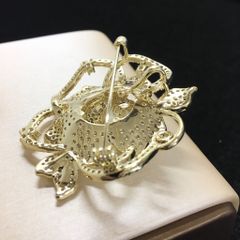  Cài Áo Hoa Hồng Vàng Ngọc Trai & Pha Lê Trắng (AK) 