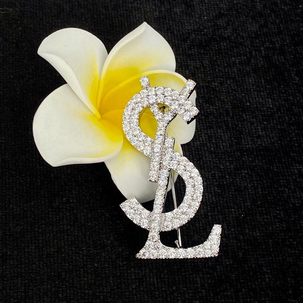  Cài Áo Nam, Nữ - YSL Màu Trắng Pha Lê (AE) 