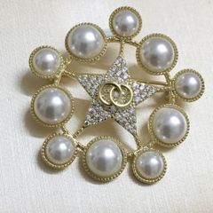  Cài Áo Nam, Nữ - Chanel Ngôi Sao Vàng Ngọc Trai & Pha Lê Trắng (BL) 