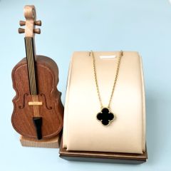  Dây Chuyền Titan Cao Cấp - Cỏ 4 Lá May Mắn Màu Vàng Đen (AO) 