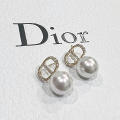  Bông Tai Dior Màu Vàng Ngọc Trai & Pha Lê Trắng (AR) 