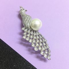  Cài Áo Con Phượng Hoàng Ngọc Trai & Pha Lê Trắng Sang Trọng (AC) 