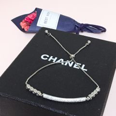  Vòng Tay Dây Rút Thanh Ngang Pha Lê Trắng (AE) 