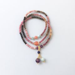  Vòng Đá Phong Thuỷ Cao Cấp - 3 Vòng Đá Tourmaline Đa Sắc Màu, Đá Aquamarine, Đá Thạch Anh Tím & Đá Mã Não Đỏ Tự Nhiên 